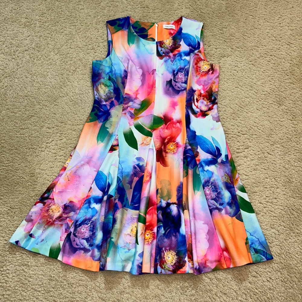 🩷🧡🩵NWOT Calvin Klein Colorful Plush Dress🩵🧡🩷